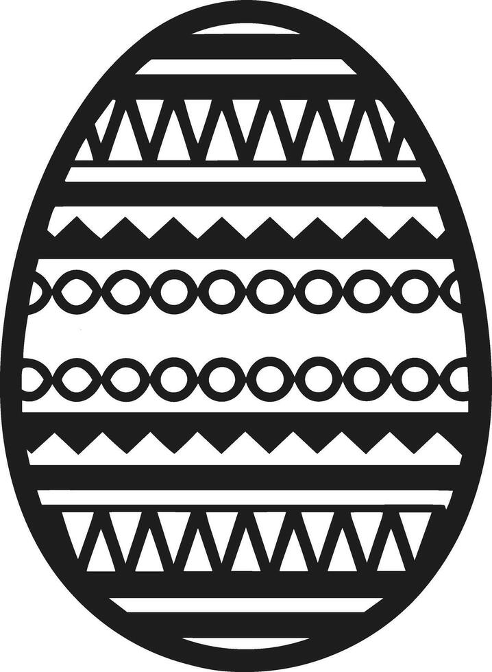 Decorative Easter Egg Silhouette - Black with Geometric Patterns vector
