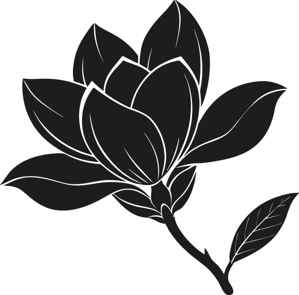 Magnolia Flower Silhouette - Spring Floral Illustration vector