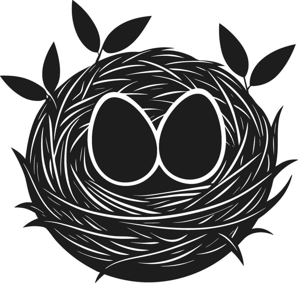 Bird Nest with Eggs Silhouette - Symbol of Spring, Growth, and Nature vector