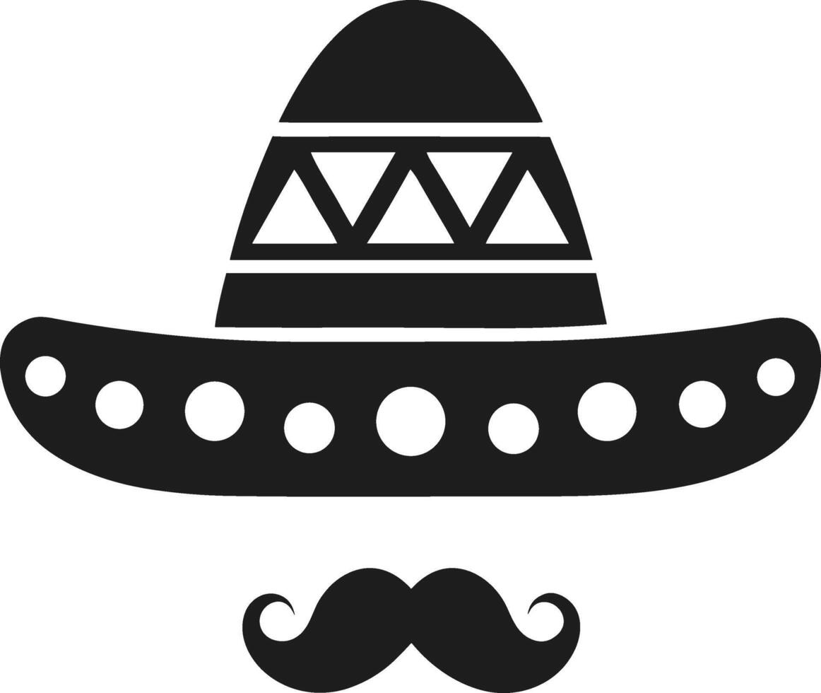 Mexican Sombrero and Mustache Silhouette - Cinco de Mayo Icon vector