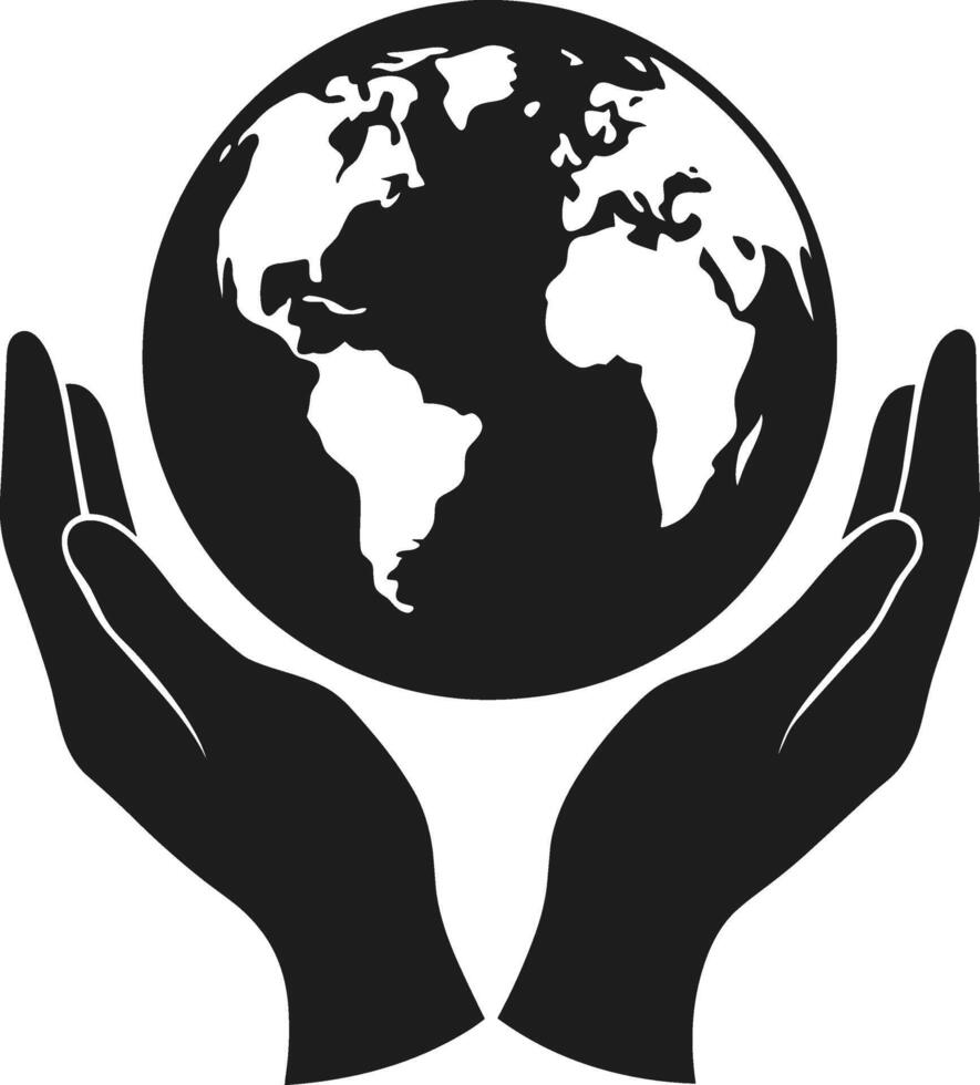 Hands Holding the Globe - Earth Day Silhouette Illustration vector