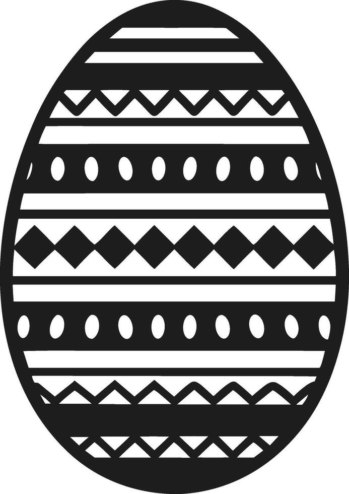 Easter Egg Silhouette - Black Decorative with Geometric Patterns vector