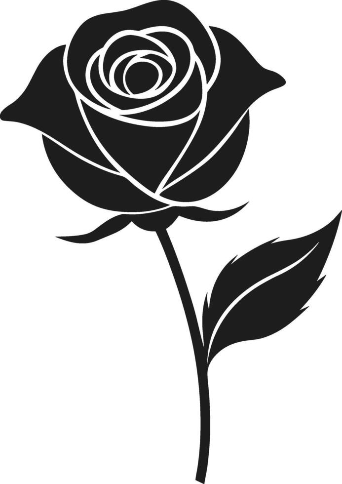 Elegant Black Rose Silhouette - Minimalist Floral Design for Mother's Day vector