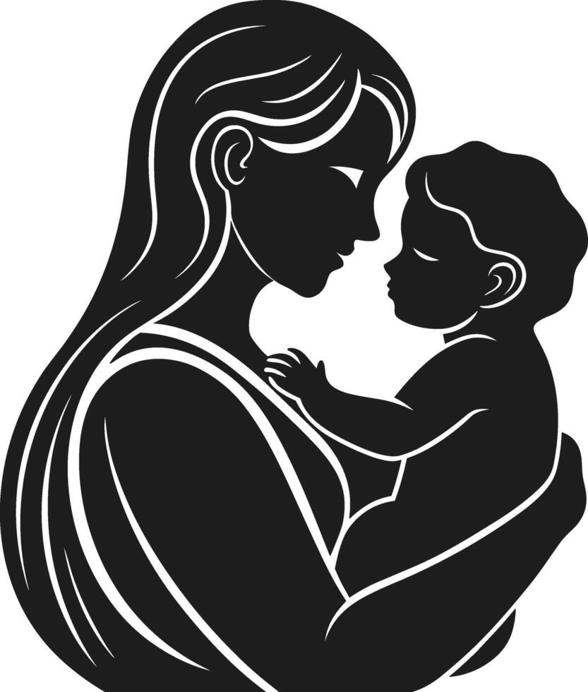 Mother and Baby Silhouette - Heartwarming Illustration for Mother's Day vector