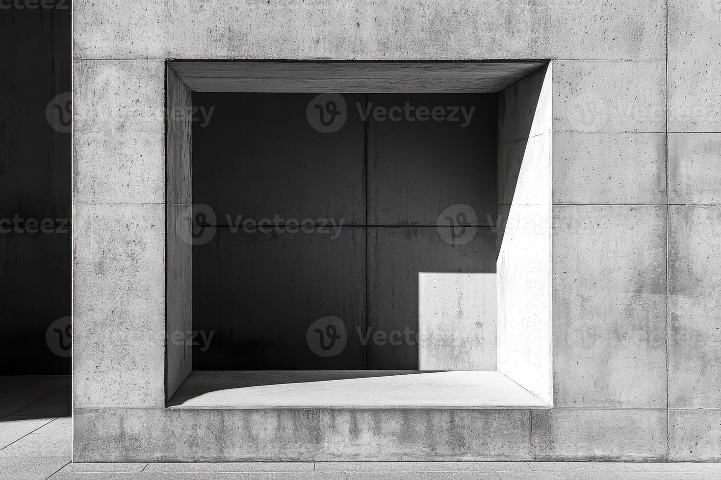 Recessed Concrete Window Frame on Modern Building Facade photo