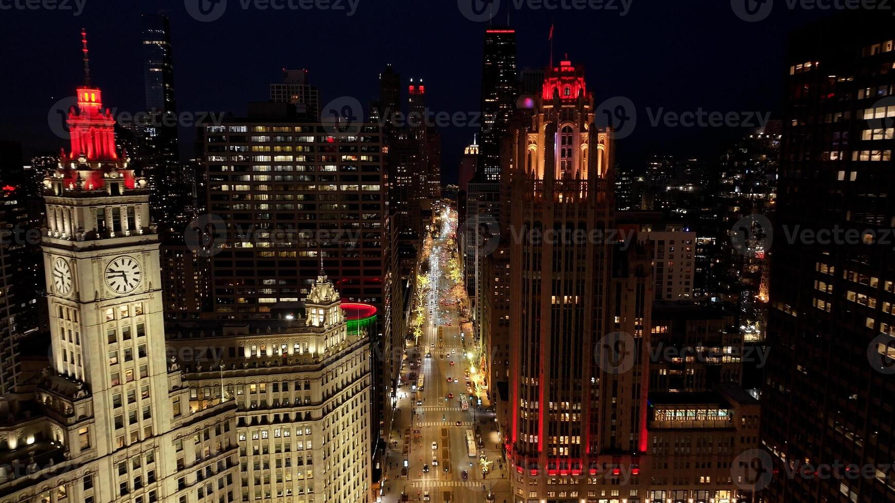 Incredible Downtown Chicago at Chicago in Illinois United States. Buildings Destinations. photo