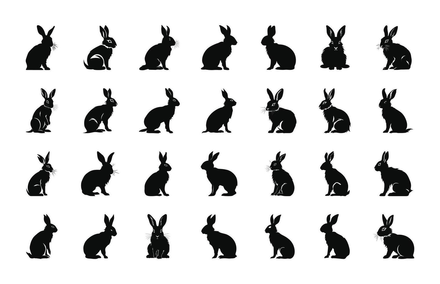 Rabbit Silhouette Clipart Bundle vector