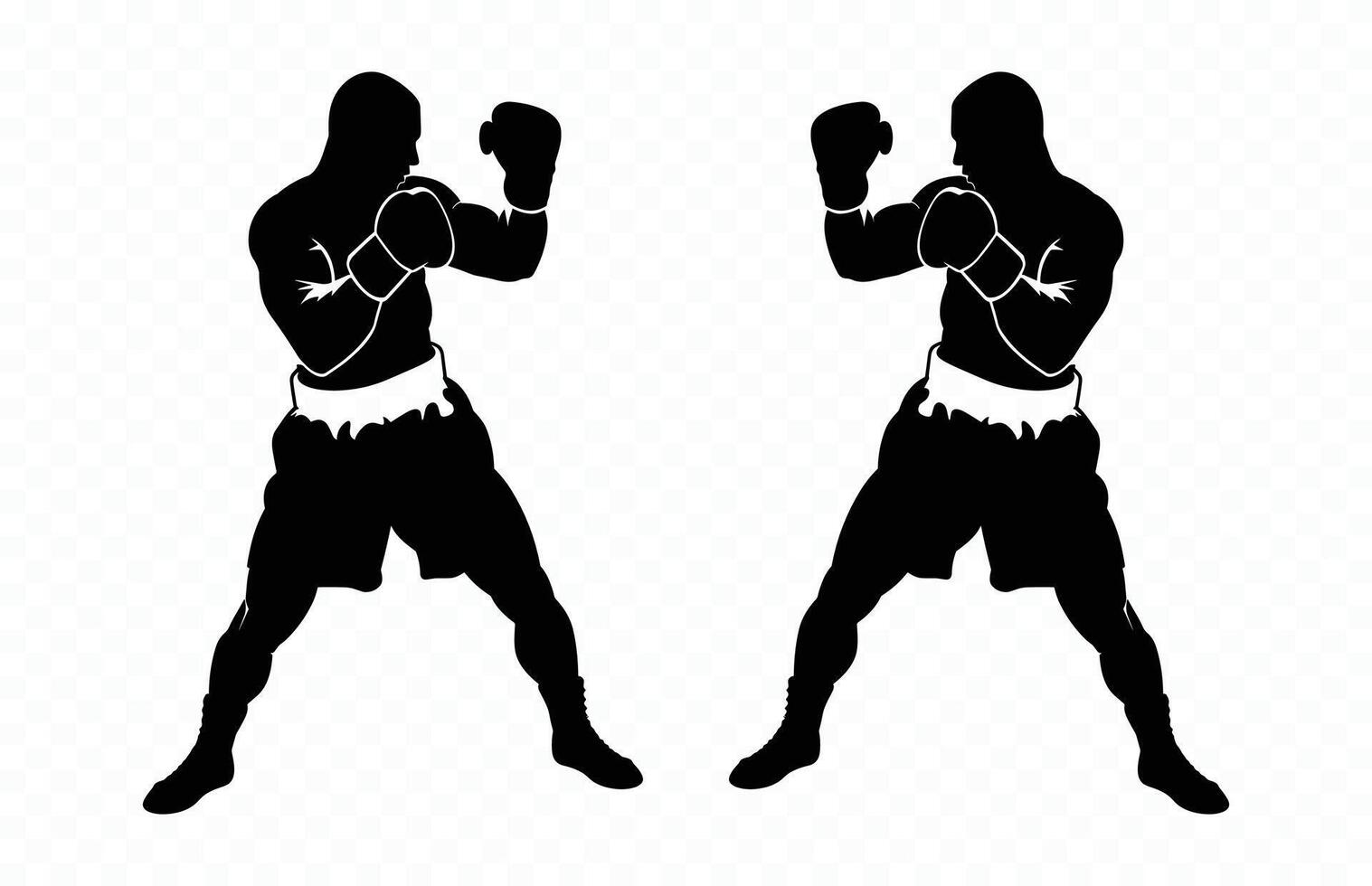 Boxer Fighting Silhouette Clipart vector