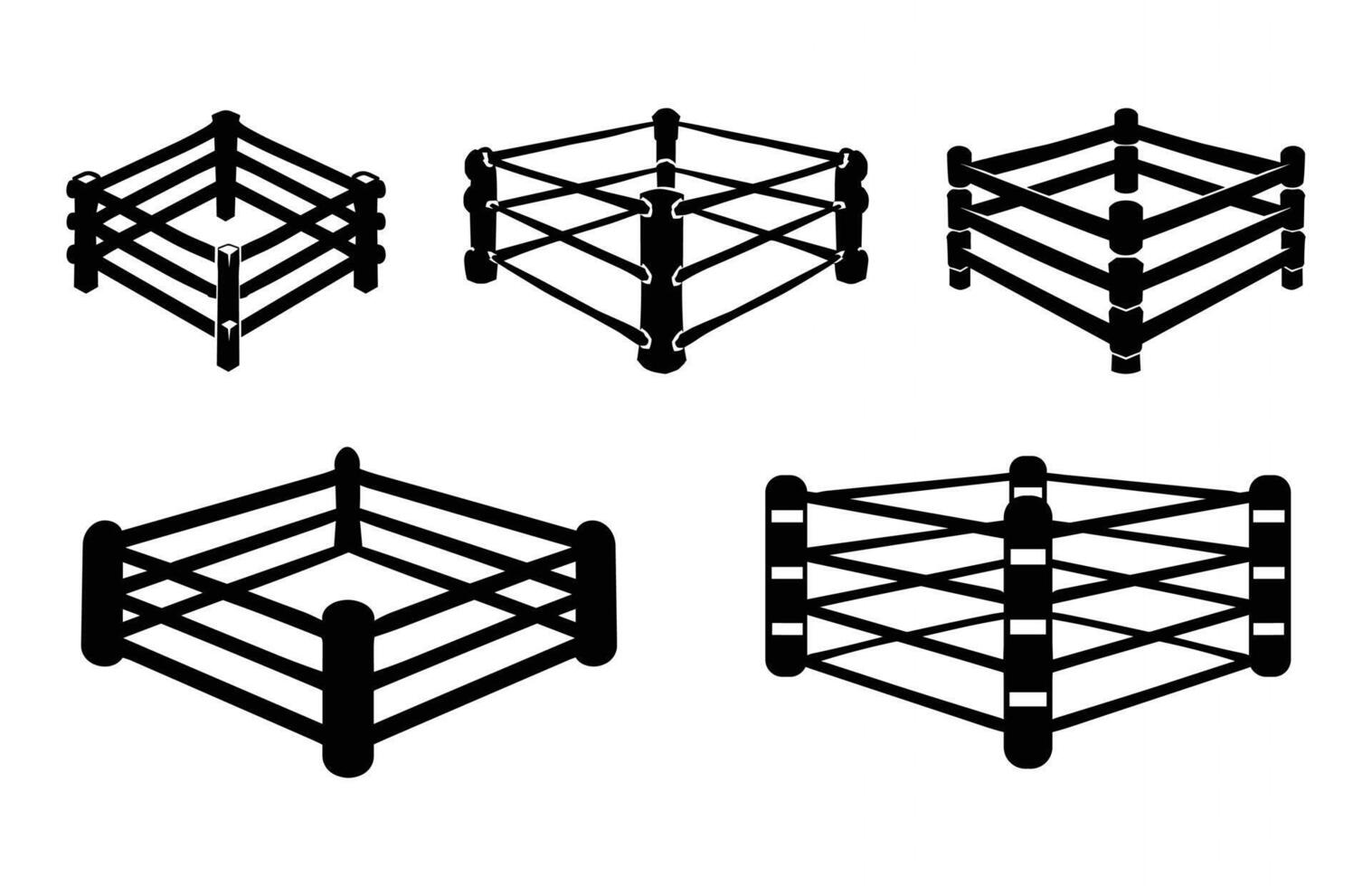 Boxing Ring Silhouette Clipart bundle vector