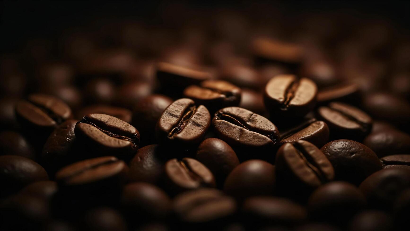 A dramatic, cinematic image showcasing freshly roasted coffee beans arranged in an elegant composition photo