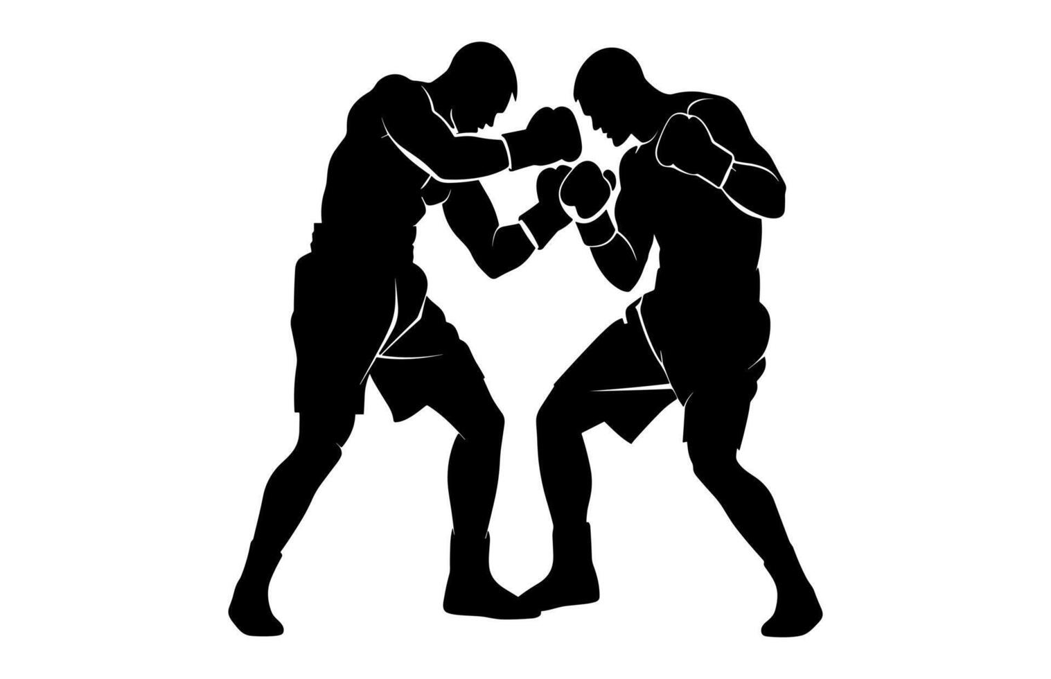 Boxer Connecting a Knockout Punch Silhouette Clipart isolated on white background vector