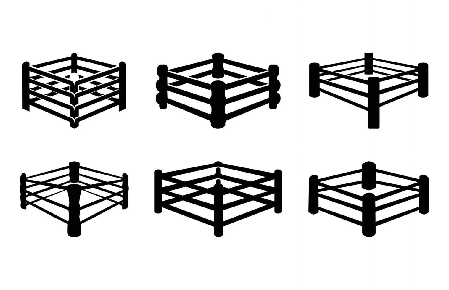 Boxing Ring Silhouette Set vector