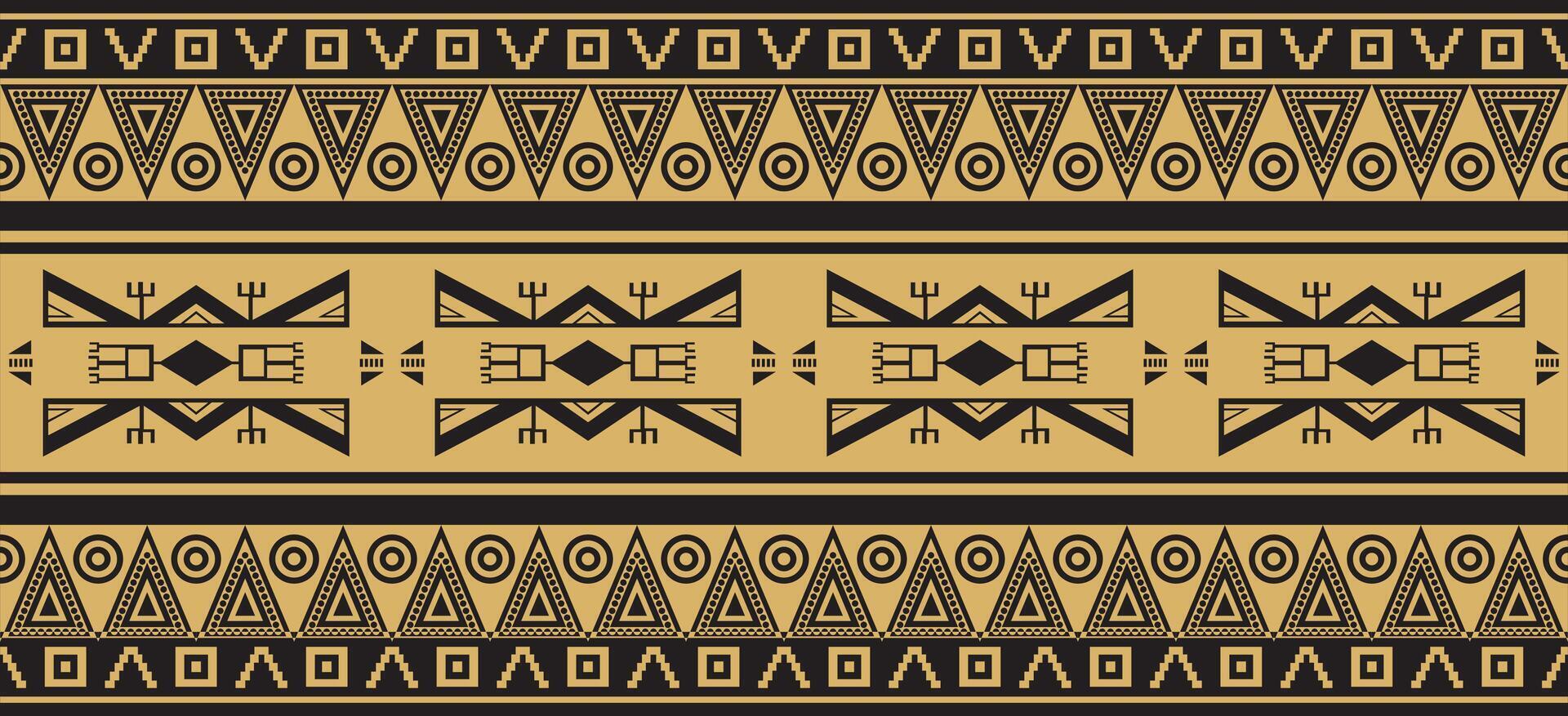 seamless golden border ornament. Native American frame. vector