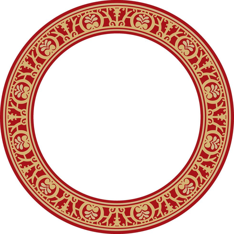 round gold with red border, frame, Pompeii ring, Circle Neopolitan ornament vector