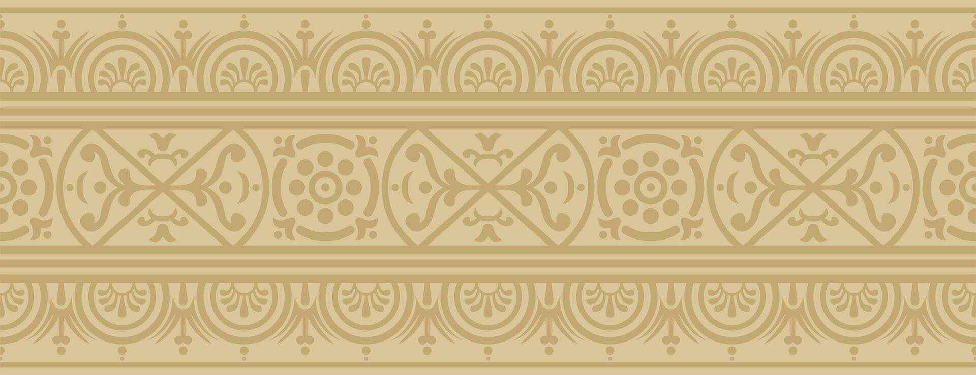 seamless gold border, Pompeii frame. Endless Neopolitan ornament. Art Ancient Rome vector