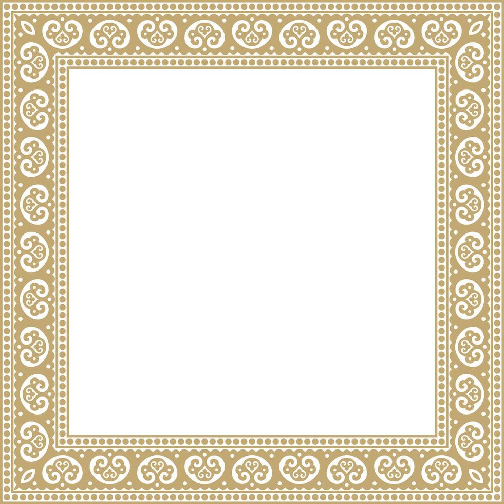 square gold ancient Russian ornament. Slavic rectangle, border, frame. Paint of the royal chambers. vector