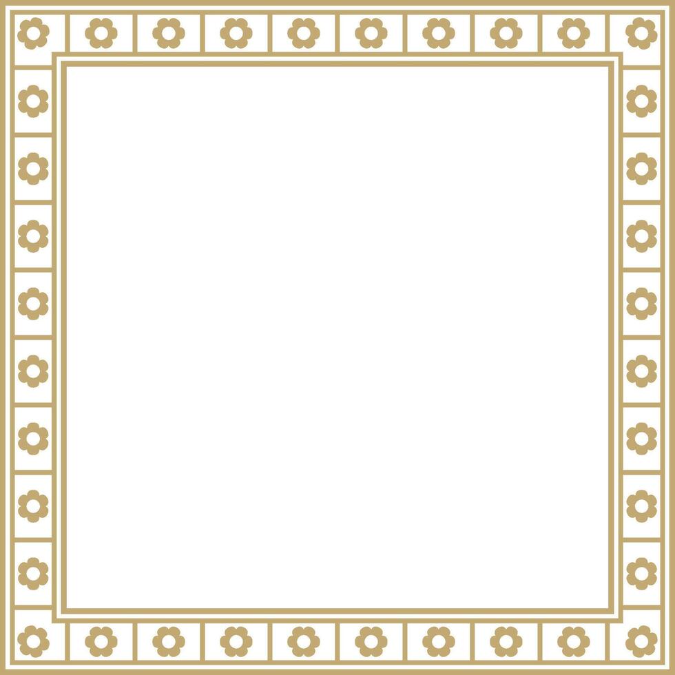 golden square gothic ornament. Medieval European rectangle, border. Classic pattern of the Germans, Angles, Saxons, Frank vector