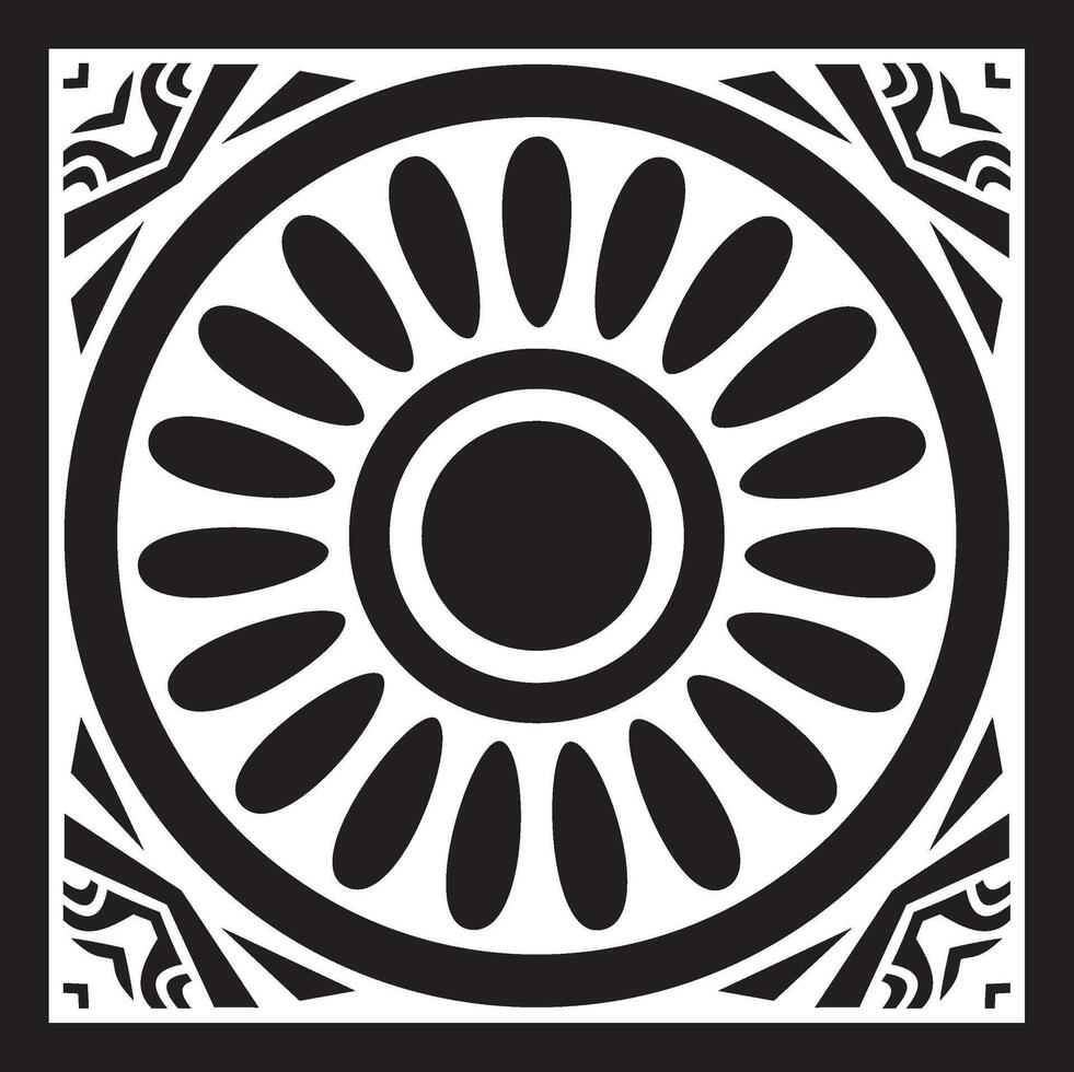 square Assyrian black monochrome ornament. Rectangle, border, frame of Mesopatamia. vector