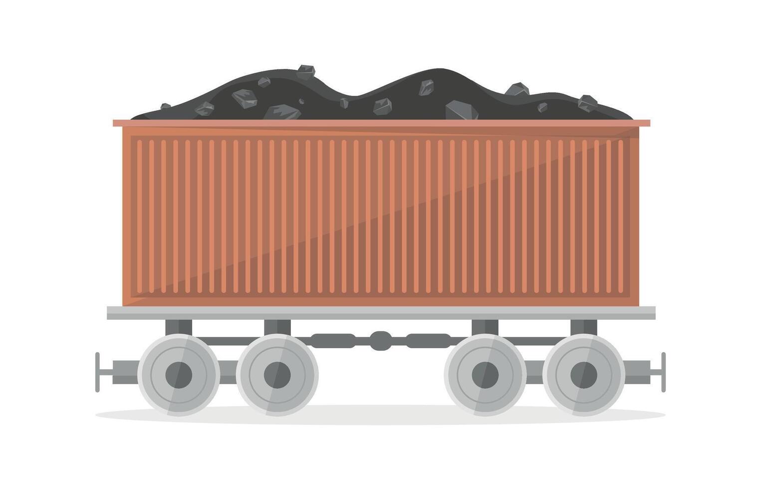 Railway wagon with coal icon on white background. Coal mining, transportation. Coal industry. vector