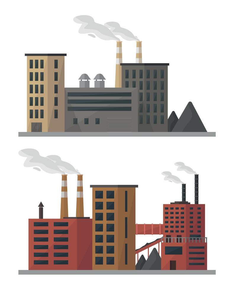 Coal plant icon with coal. Coal transportation and processing concept. vector