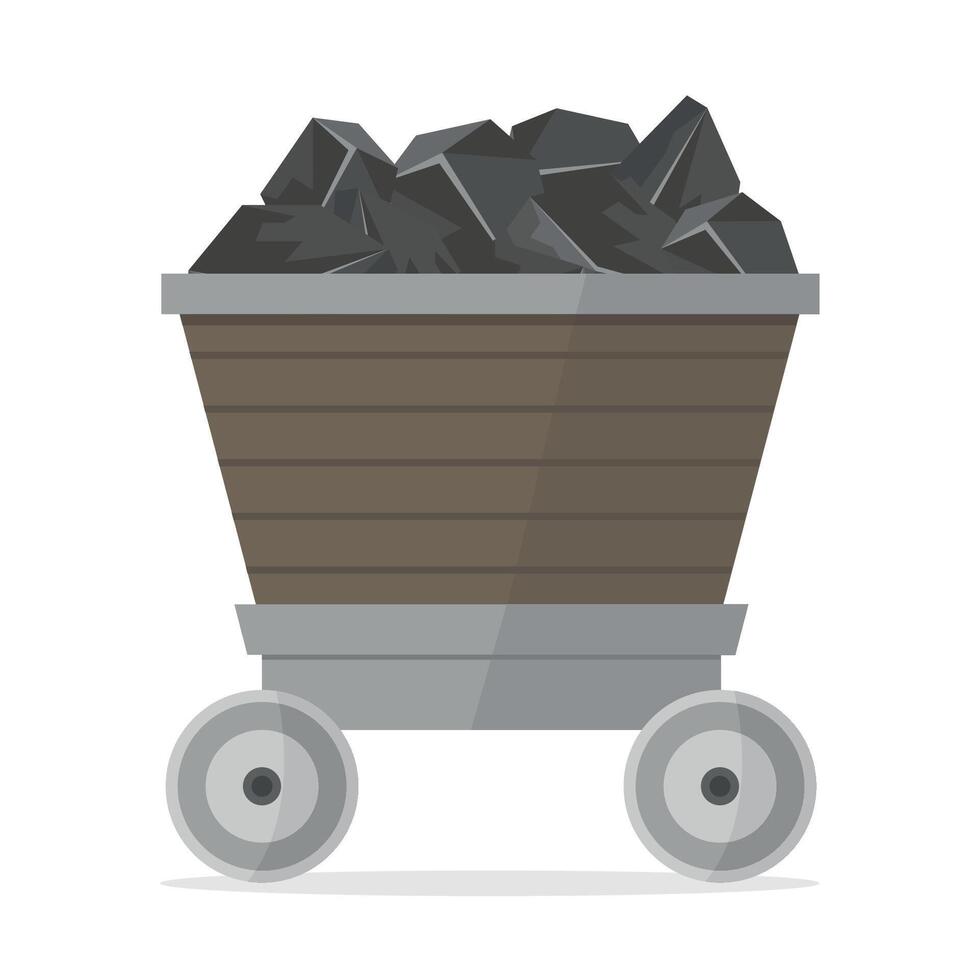 Coal mining trolley icon. Coal trolley. Coal industry. Coal transportation transport concept. vector