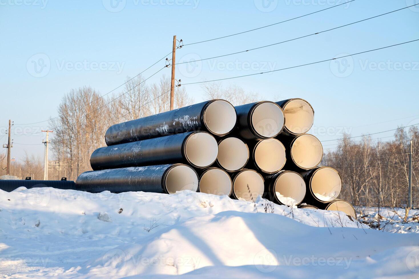 HDPE Double Wall Corrugated Pipe, HDPE Pipes Manufacturers, HDPE DWC Yellow pipes, Corrugated pipes with different sizes photo