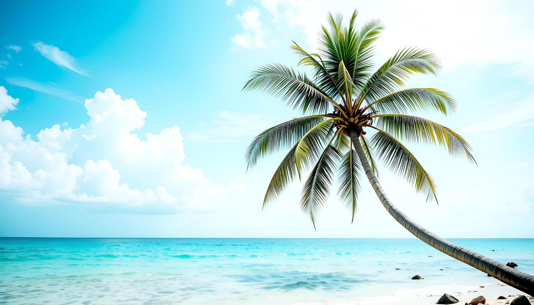 Coconut tree with smooth sea photo
