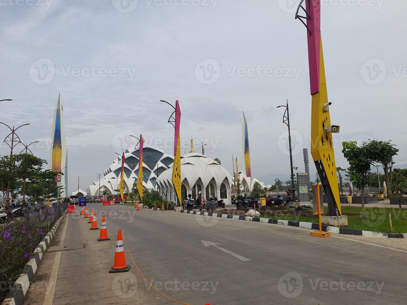 Bandung, Indonesia - February 8, 2025. Al Jabbar Mosque The largest mosque in West Java, a landmark and icon of West Java with a beautiful exterior and interior design with Islamic reliefs and texture photo