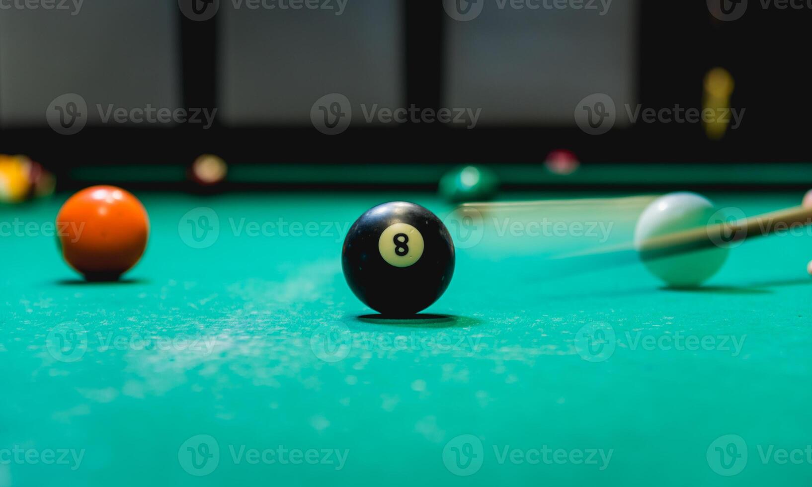 Billiard balls in a pool table. Background photo