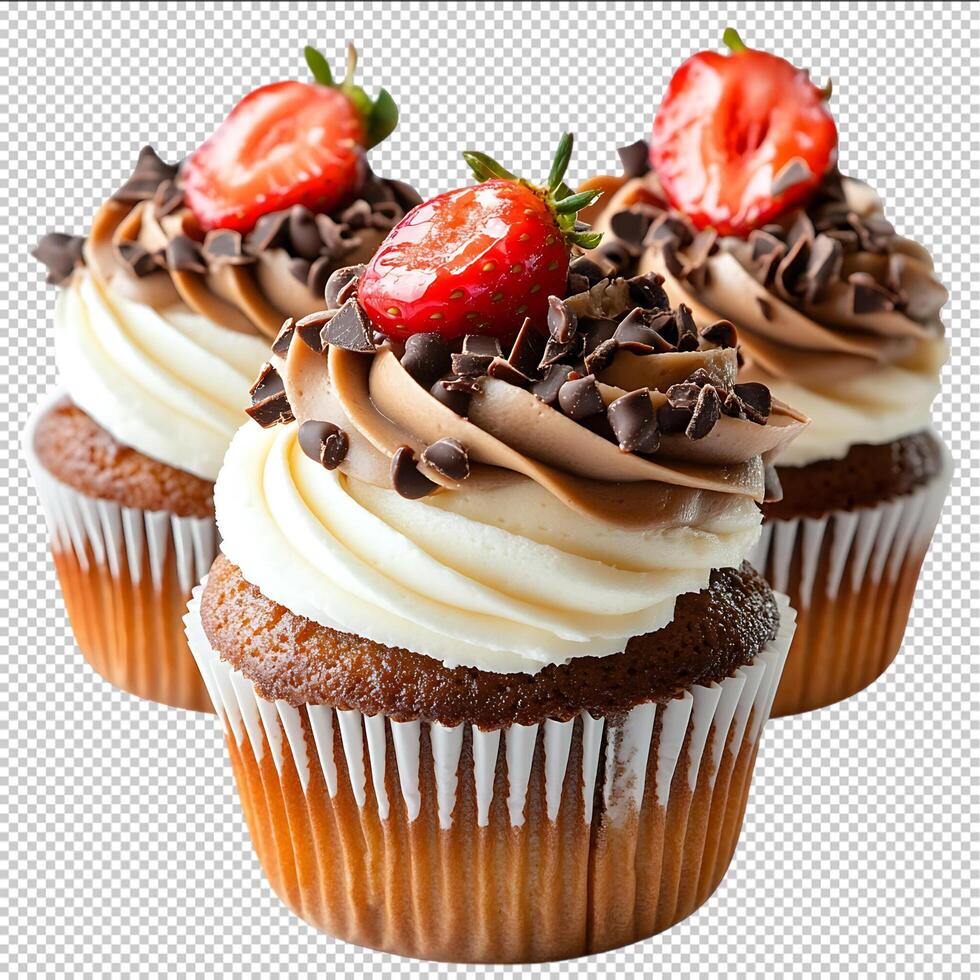 Chocolate Strawberry Cupcakes transparent background photo