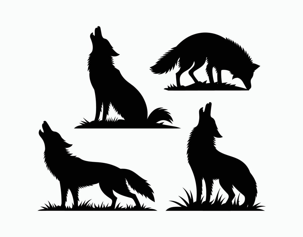 Forest Coyote Howling Silhouette EPS Template Illustration vector