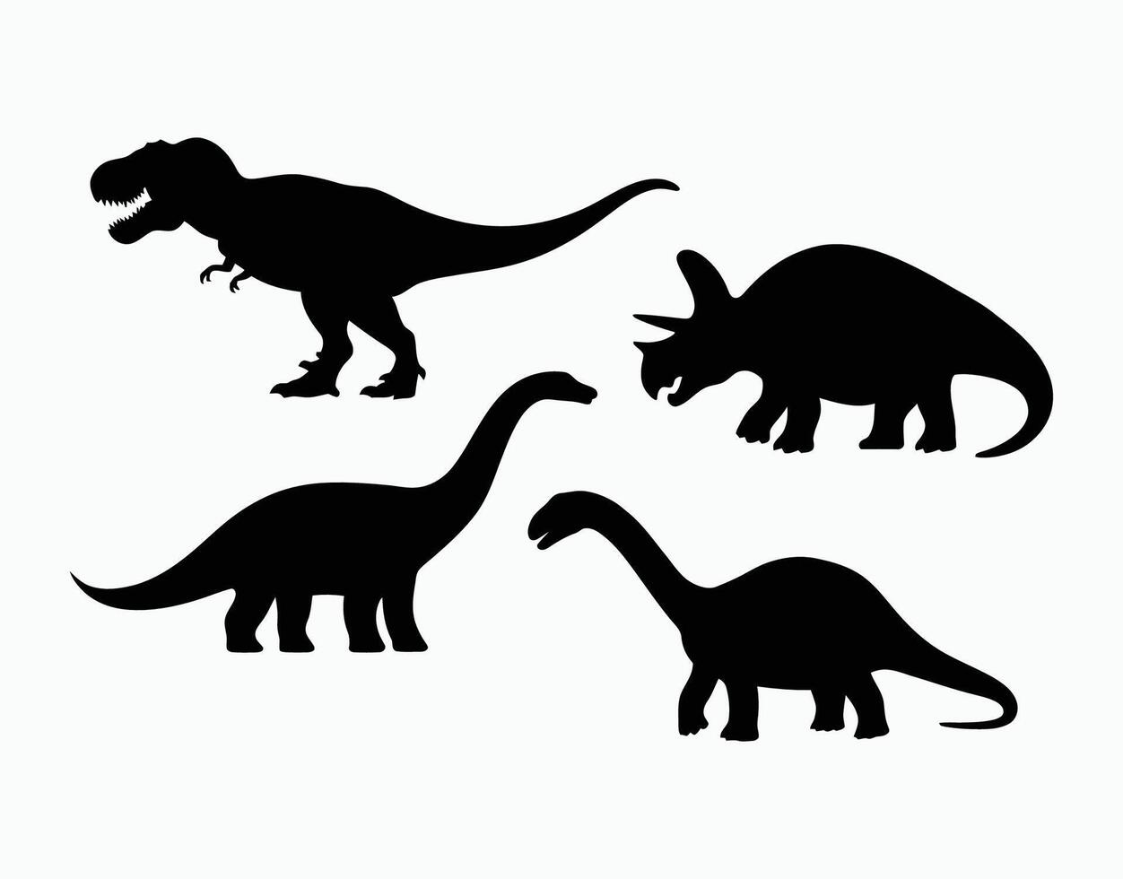 Ancient Dinosaur Silhouette Collection Template Illustration vector