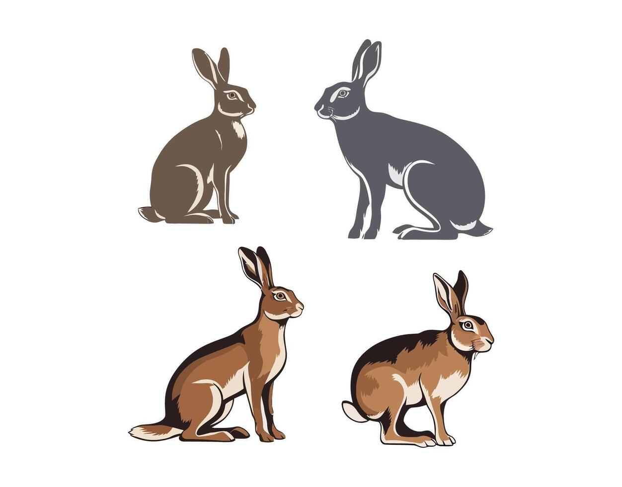 Abstract Hare Silhouette Template vector