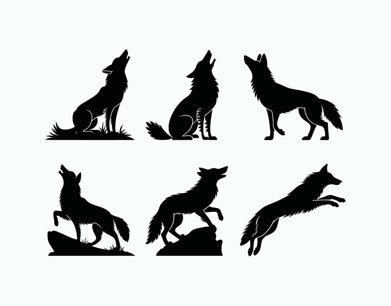 Howling Coyote Wildlife Silhouette Template vector