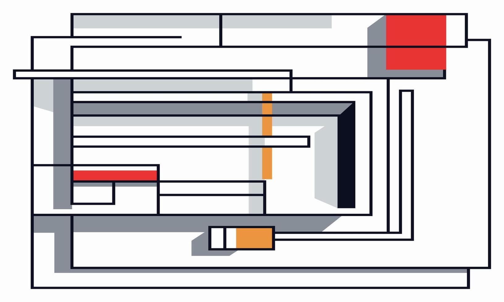 Flat Color Blocks with Bold Geometric Patterns vector