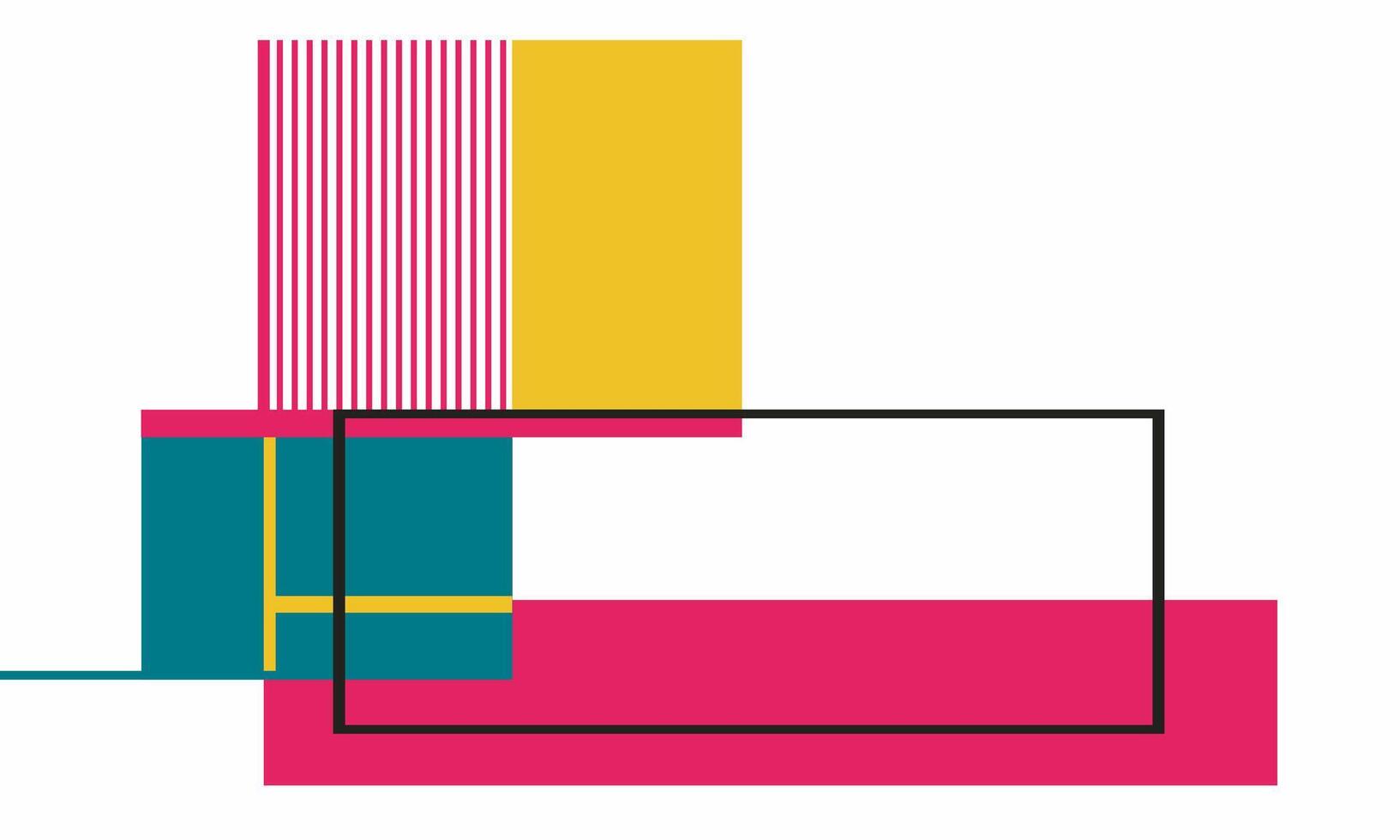 A square with a rectangle in the middle and a pink, yellow and blue rectangle vector