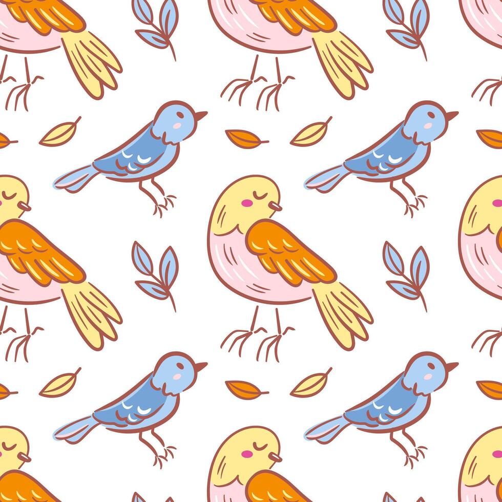 Charming birds adorn this seamless pattern in a playful sketch, bringing a whimsical touch to any design. Their delightful presence adds warmth and cheer, perfect for nature-inspired projects. vector