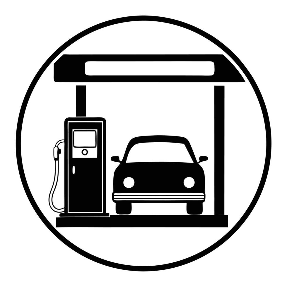 Petrol Pump Station Minimalist Silhouette Design vector