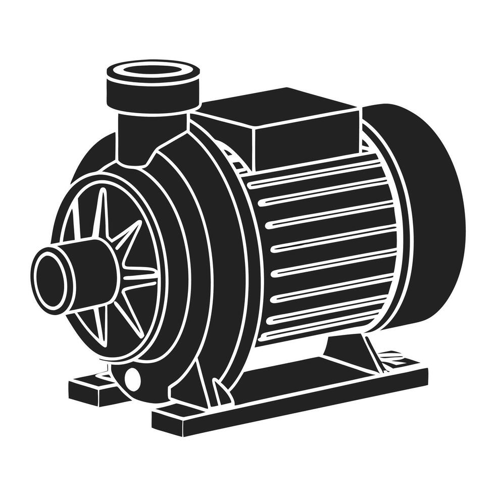 Simple Water Motor Pump Silhouette Engineering and Machinery Symbol vector