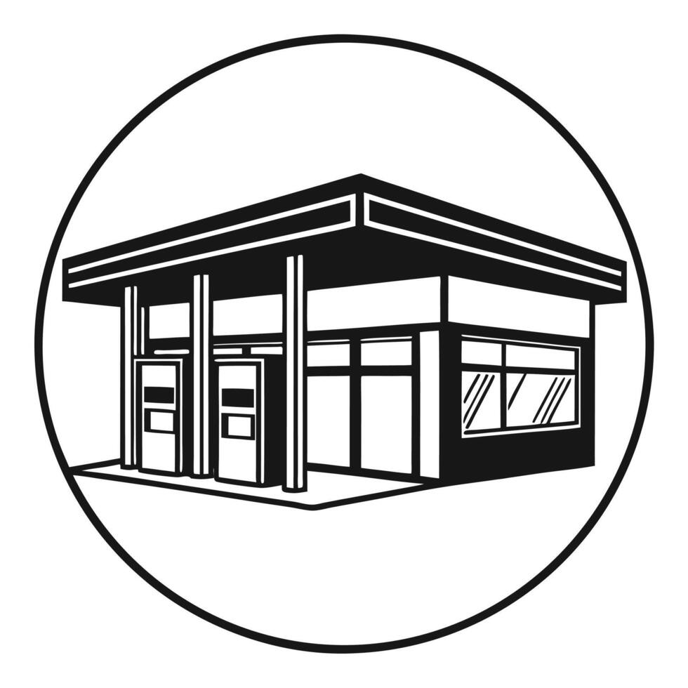 Petrol Station Pump Black and White Silhouette vector