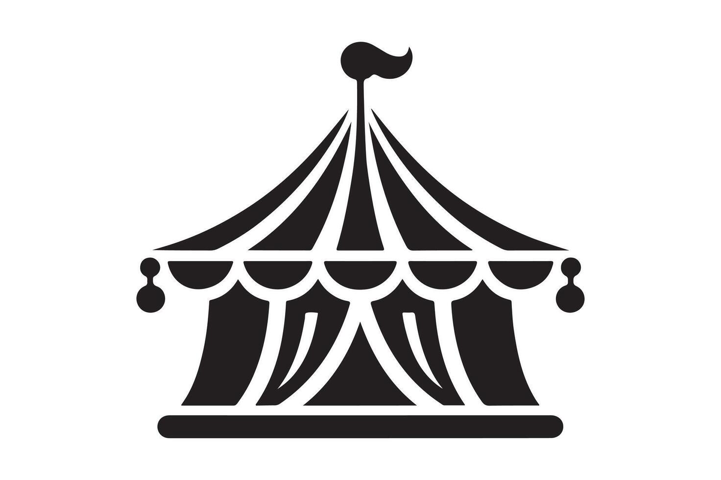 A black and white illustration of a circus tent vector