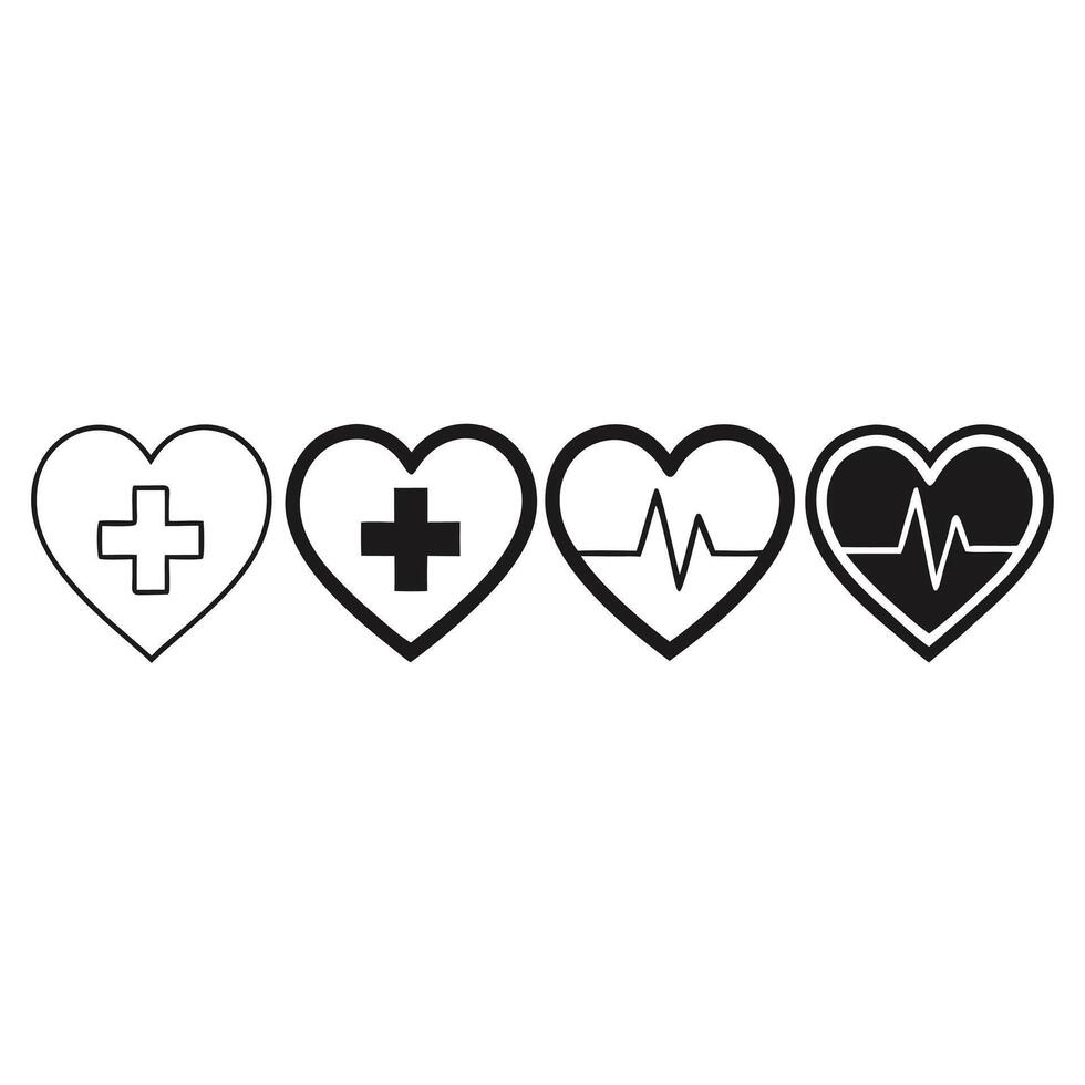 Medical and Love-Themed Heart Icon Set in a Clean Design vector