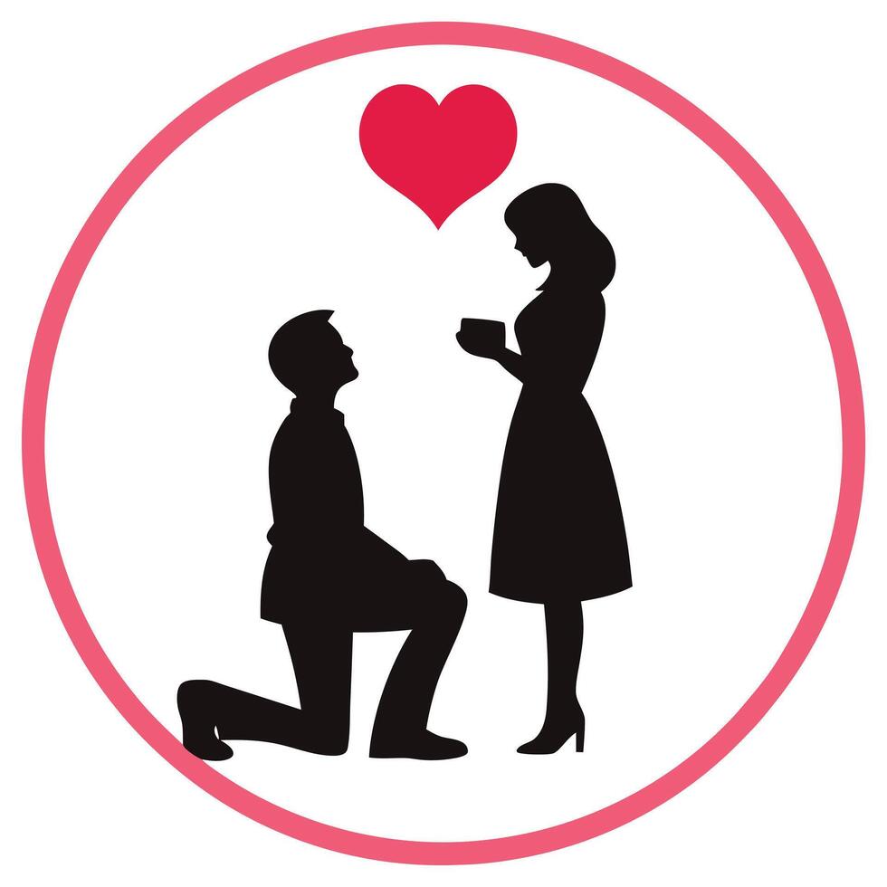 Marriage Proposal Illustration Couple in Love with Heart Symbol vector