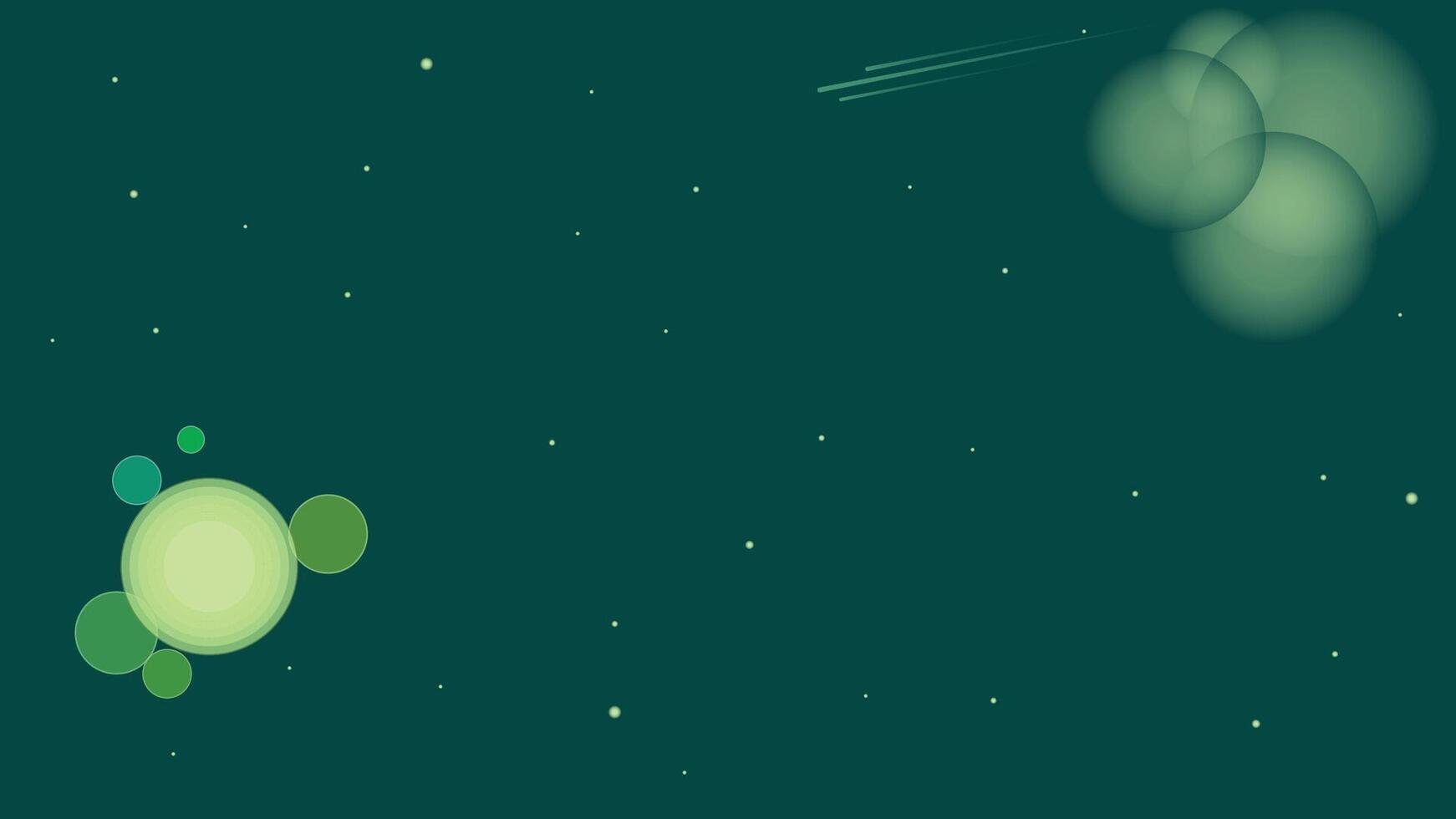 a green space with a green star and a green planet vector