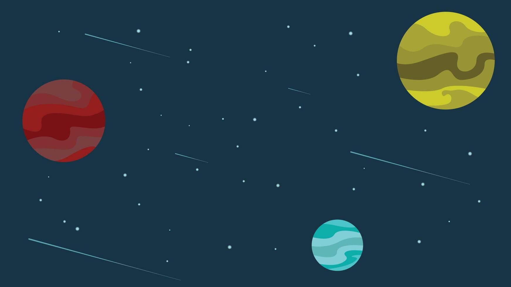 an illustration of planets, stars, and meteors in space vector