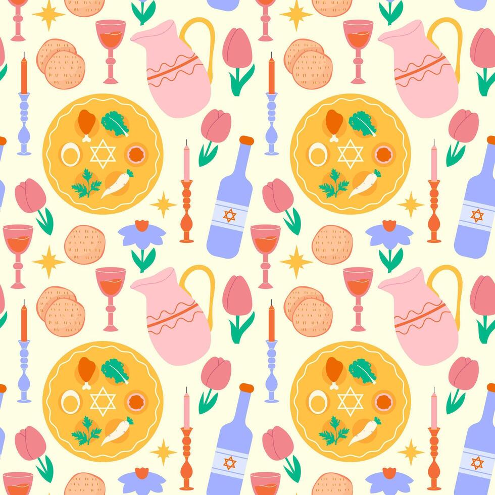 Seamless pattern happy Passover vector