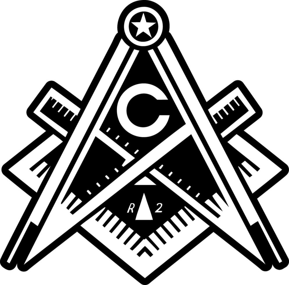 A glyph style icon of masonic ruler symbol vector