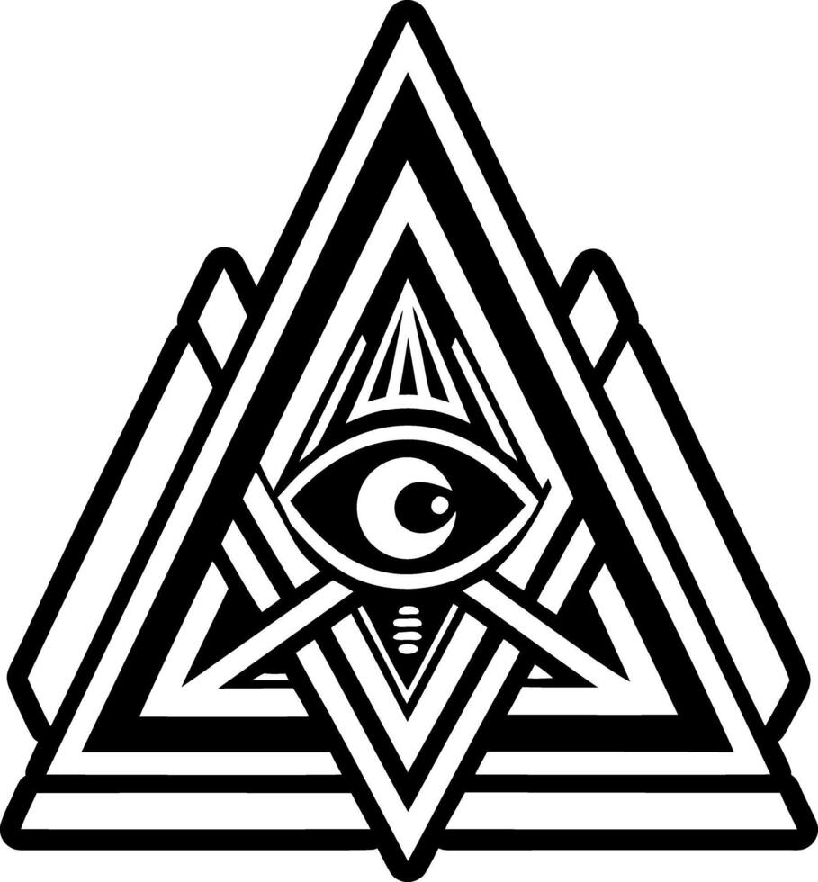 A solid icon of all seeing symbol vector
