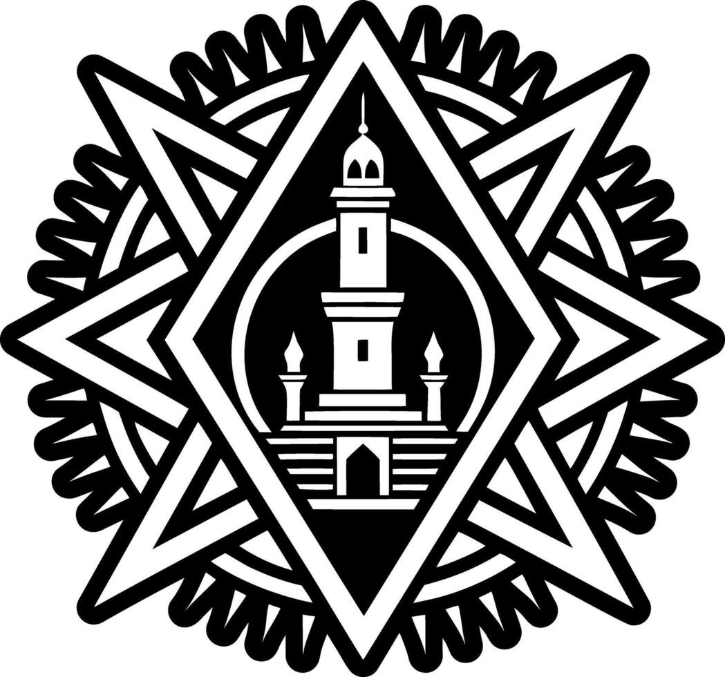 A solid style icon of minaret symbol vector