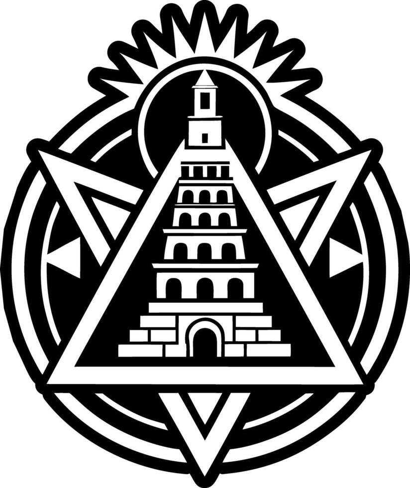 A filled style icon of babel tower symbol vector